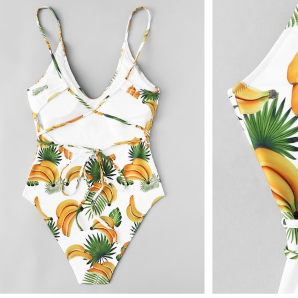 NEW One Piece tropical banana print swimsuit - Picture 3 of 4